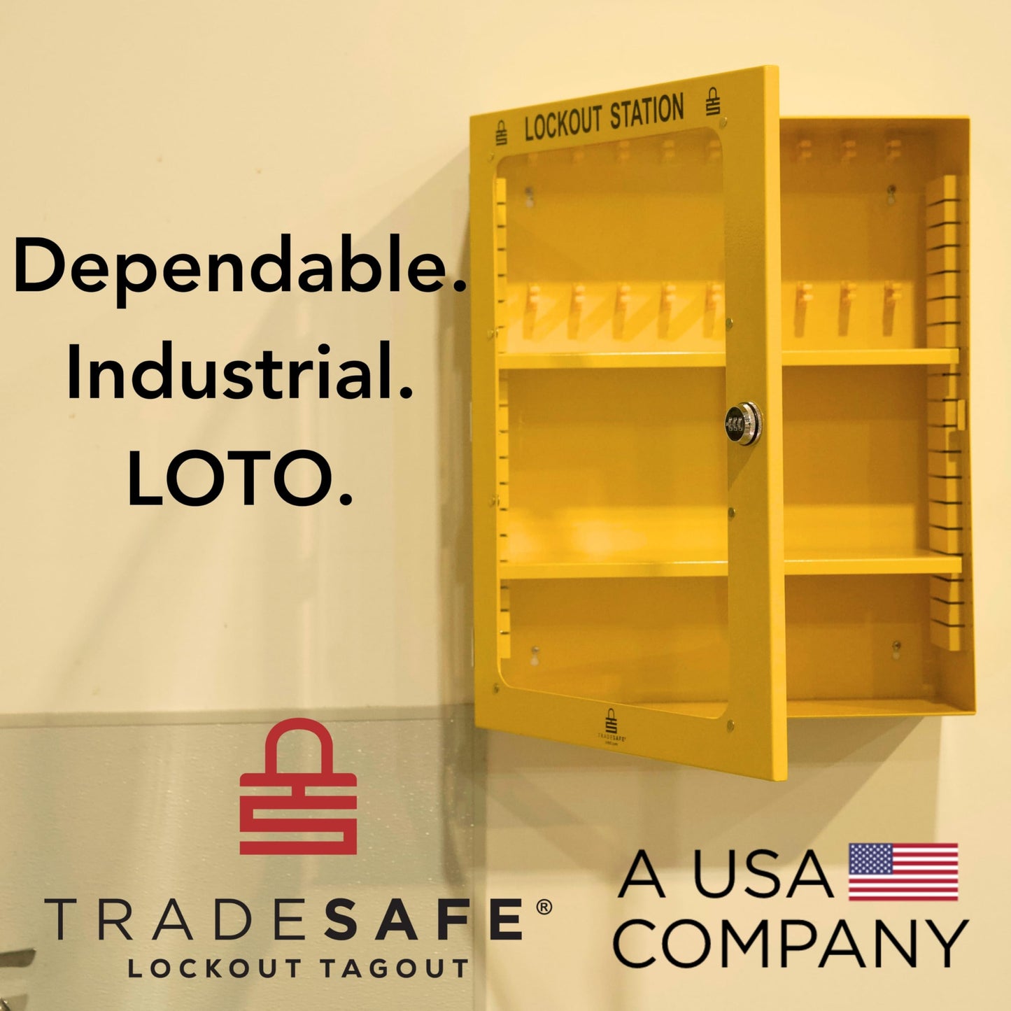 TRADESAFE Lockout Tagout Cabinet, Lock Out Tag Out Station Unfilled - No Loto Devices Included, Wall-Mountable Lockout Tagout Station Cabinet, Loto Box 18-7/8 x 7 x 23-5/8 inches