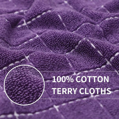 Homaxy 100% Cotton Terry Kitchen Towels(Purple, 13 x 28 inches), Checkered Designed, Soft and Super Absorbent Dish Towels, 4 Pack