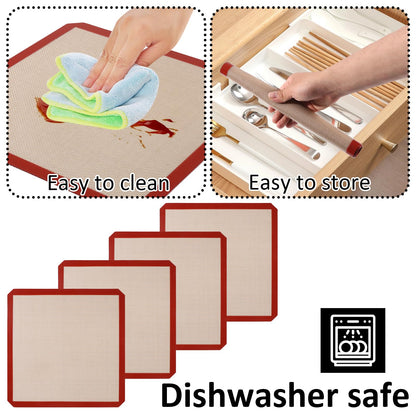 4 Pack 12" x 12" Reusable Silicone Baking Mat for 12 Inch Cake Pan/12x12 Cheesecake Pan/Toaster Oven/XL Air Fryer,12" Food Grade Silicone Mat for Baking Sheet, Non-Stick&Reusable