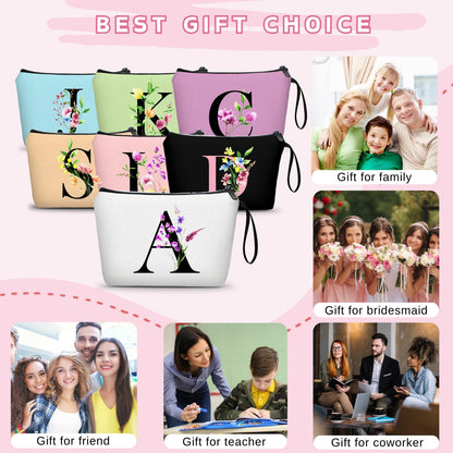 SEAMOON A-Z Personalized Makeup Bag with Mirror, Birthday Gifts for Women Friend Sister Teacher Coworkers, Bride Bridesmaid Travel Cosmetic Bag, Mothers Day Christmas Graduation J