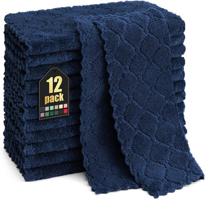 Homaxy 12 Pack Kitchen Dish Cloths (10 x 10 Inches, Grey), Super Soft and Absorbent Coral Velvet Dish Towels, Nonstick Oil Fast Drying Microfiber Cleaning Cloth, No Lint Household Dishcloths