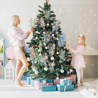 72 Pcs Pastel Christmas Tree Picks and Sprays Decoration Candy Christmas Tree Decor Artificial Glitter Berry Stems Pastel Candy Picks Ornaments Branches for Vase Filler Holiday Party Decoration
