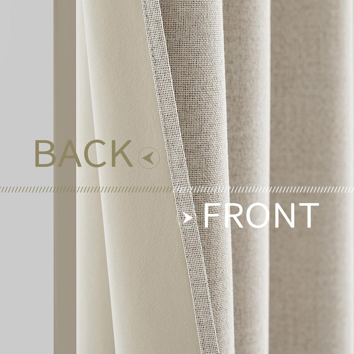 MIULEE 100% Blackout Linen Curtains - Thermal Insulated Birch Grommet Drapes | 52 x 84 Inch (2 Panels)