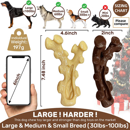 SIHRMIU 2 Pack Dog Chew Toys for Aggressive Chewers,Boredom and Stimulating Best Dog Toys for Medium/Large Breed,Tough Almost Indestructible Dog Bones for Teeth Cleaning and Training