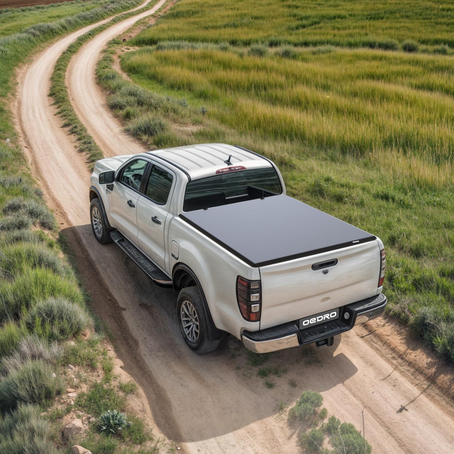 oEdRo Soft Quad Fold Truck Bed Tonneau Cover Compatible with 2014-2021 Toyota Tundra (Excl.Trail) 5.5 ft Bed, Fleetside with Deck Rail System