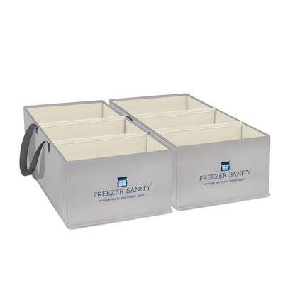 FREEZER SANITY The Original Chest Freezer Organizer Bins, Stackable Storage Organizers, Deep Freezer Dividers, Handles, Heavy-Duty, Waterproof (Large 19x14x9)