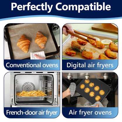 100PCS Parchment Paper for Gourmia Toaster Oven Air Fryer GTF7460 and 4PCS Oven Liners for Gourmia Toaster Oven, Airfryer Liner with Non-stick Coating