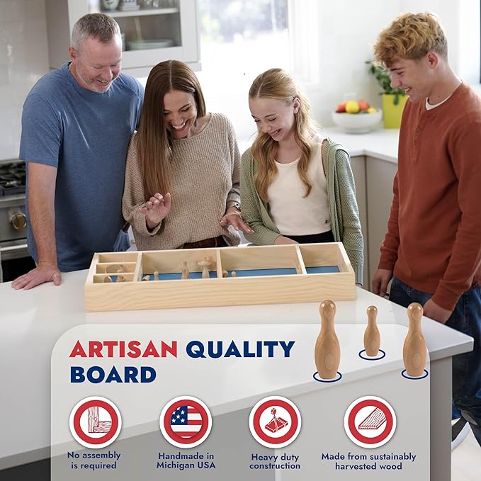 Carrom Skittles Game – Large Board Games for Adults &amp Children – Wooden Family Board Games for Family Night – Indoor and Outdoor Games for Family