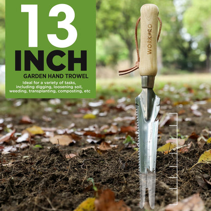 WORKPRO Hand Weeder Puller, 5-in-1 Stainless Steel Garden Trowel with Wooden Handle,Gardening Weeding Tool for Easy Weeder Removal, Planting, Weeding, Flower & Vegetable Care in Garden Lawn Yard