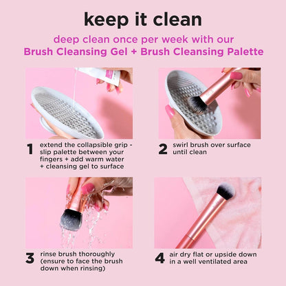 Real Techniques Expert Face Professional Foundation Makeup Brush for Even Streak Free Application, Dense Bristles For Buffing, Orange, 1 Count