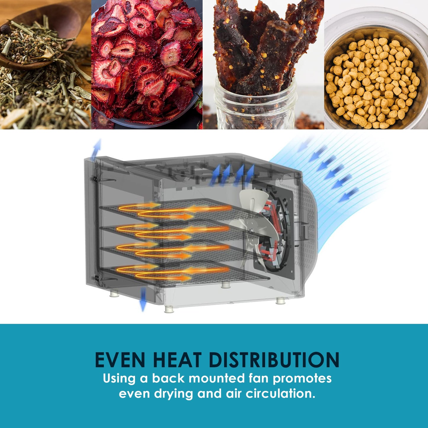 Elite Gourmet Food Dehydrator, Stainless Steel Trays Food Dehydrator, Adjustable Temperature Controls, Jerky Herbs Fruit Veggies Snacks