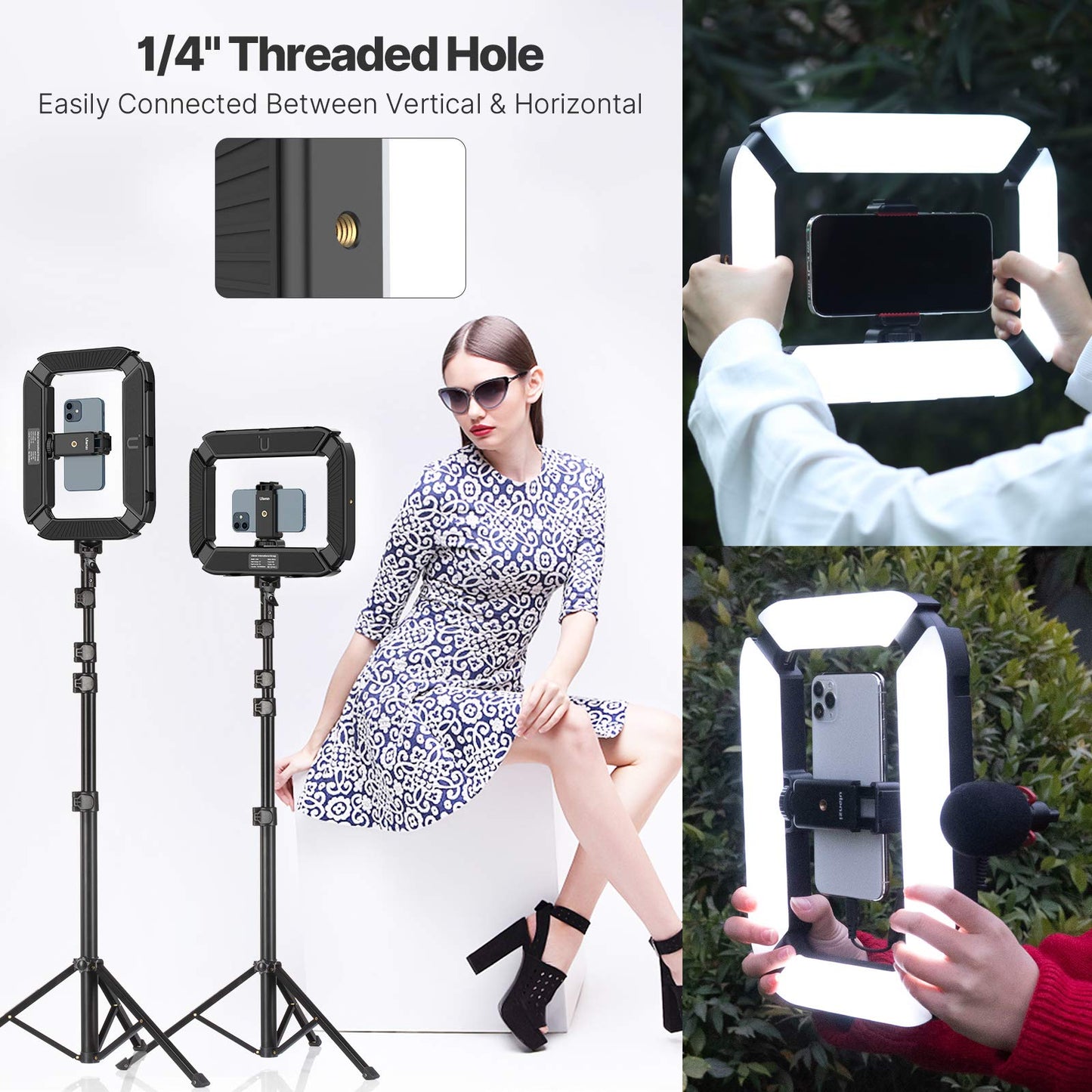 Smartphone Video Rig PICTRON U200 Handheld LED Ring Light Selfie Light Phone Video Stabilizer for Camera, Smartphone, Action Camera, YouTube, Setup, Filmmaking, Makeup, Vlogging