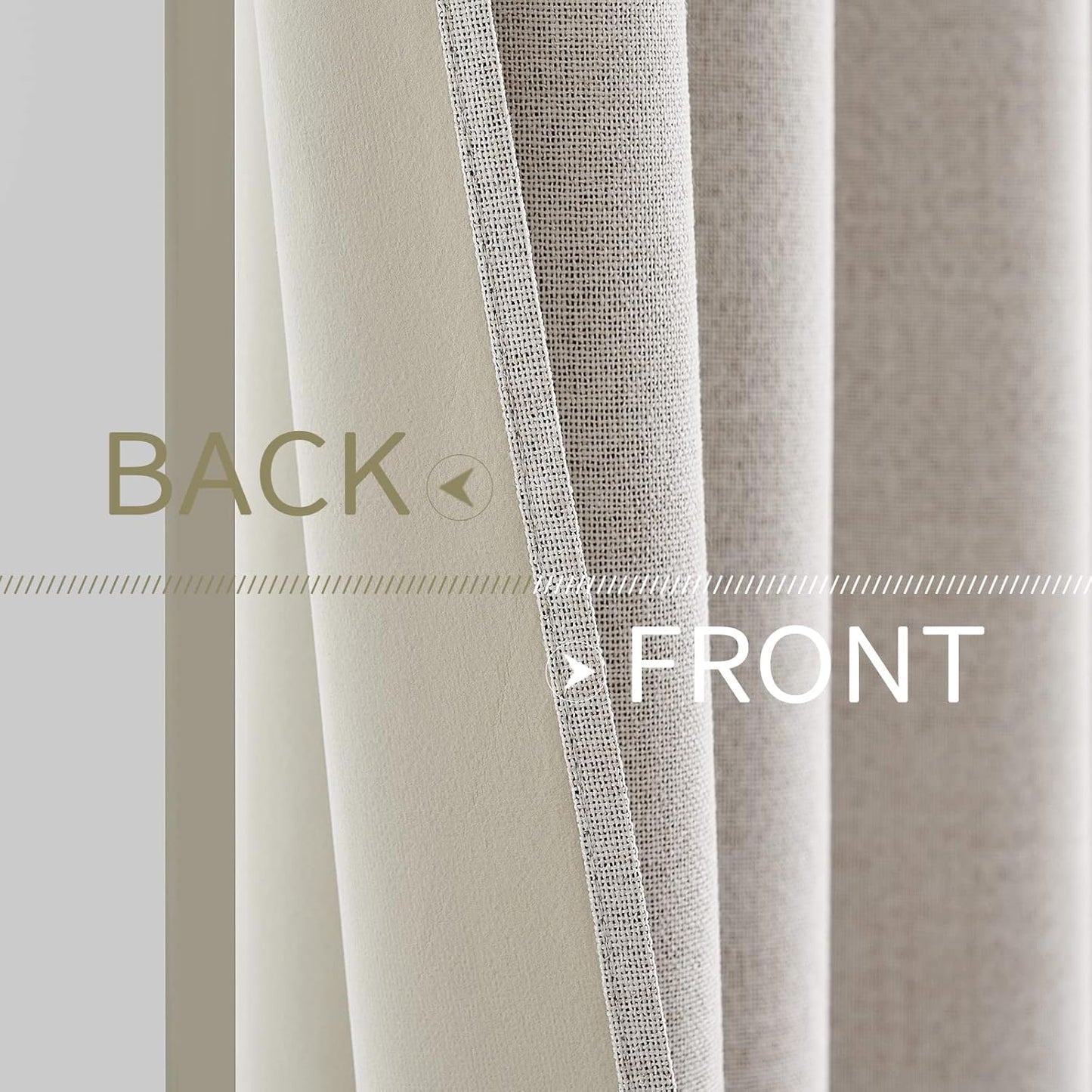 MIULEE Blackout Linen Textured Curtains - Thermal Insulated Room Darkening Drapes, Ivory, 52 x 94 Inch (2 Panels)