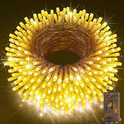 KNONEW 403ft 1000 LED Christmas String Lights Outdoor 8 Modes & Timer Fairy Light Plug in Waterproof LED Wedding Lights for Xmas Yard Tree Party Holiday Decor (Warm White)