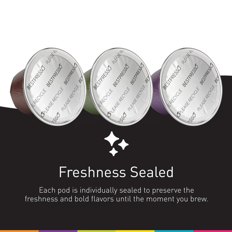 Bestpresso Coffee for Nespresso Original Machine 120 pods Certified Genuine Espresso Variety Pack includes one pack of decaf coffee, Pods Compatible with Nespresso Original