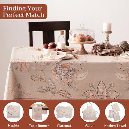 Maison d' Hermine Premium Table Cloth Rectangle Table 100% Combed Cotton 120 x 70 Inches Tablecloth Reusable Decorative for Dining Room, Farmhouse, Home, Party, Festive & Wedding - Society Florals