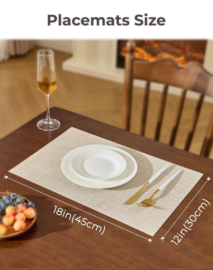 Leetaltree Jacquard Blue Placemats Set of 8 - Heat Resistant Non-Slip Place mats for Dining Table, Washable Durable PVC Vinyl Woven Table Mats(Jacquard Blue, 8)