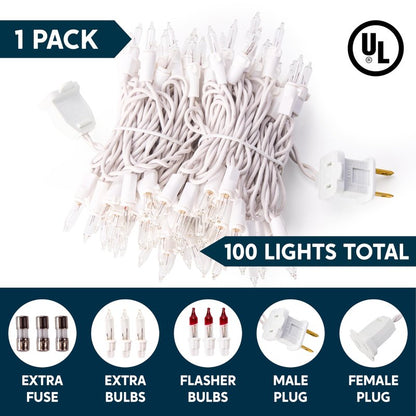 Joiedomi Christmas String Lights Indoor,100 Count Mini Warm Fairy Light Outdoor,21.4 FT Decor for Patio Dorm Classroom Bedroom Holiday Wedding Party Garland Birthday Valentines Day,White Wire
