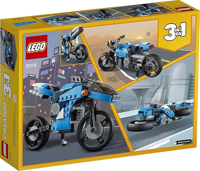 LEGO Creator 3in1 Superbike 31114 Toy Motorcycle Building Kit Makes a Great Gift for Kids Who Love Motorbikes and Creative Building New 2021 (236 Pieces)