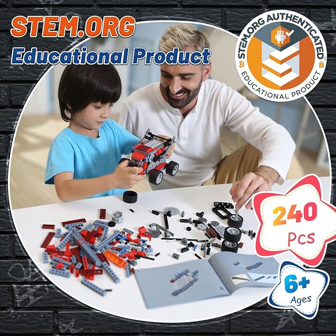 Robot B STEM Kits - Includes Large Storage Organizer 8 in 1 Electric Monster Truck Building Toys for Kids 6-8 8-10 Educational Construction Science Kit for Boys 6-12 Christmas Birthday Gift