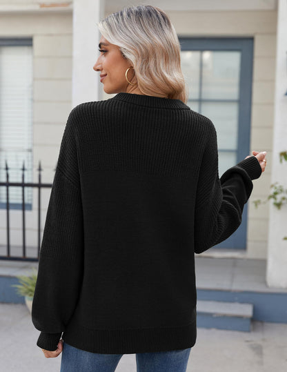 Zeagoo Women's 2025 Fall Chunky Knit Sweater Oversized Crewneck Long Sleeve Winter Cotton Pullover Sweaters Jumper Tops
