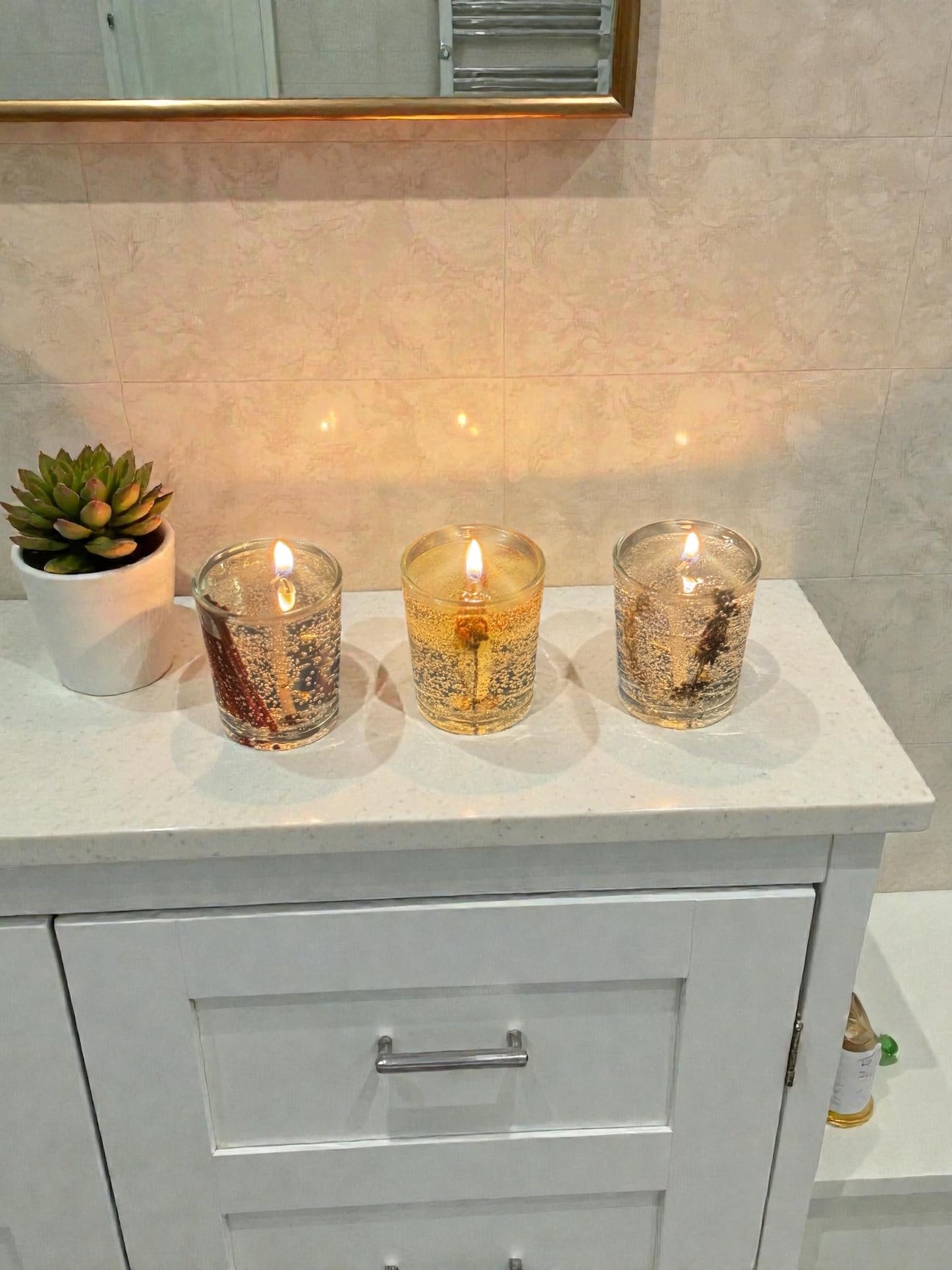 Romantic Times Scented Candle with Lavender, Clear Glass Container with Natural Botanicals, Cylindrical Shape, 2.75 x 2 Inches