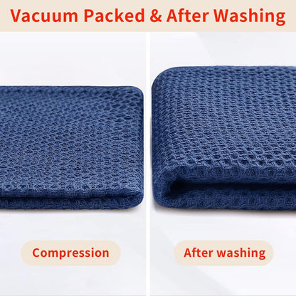 Homaxy 100% Cotton Waffle Weave Kitchen Dish Cloths, Ultra Soft Absorbent Quick Drying Dish Towels, 12 x 12 Inches, 12-Pack, Navy Blue