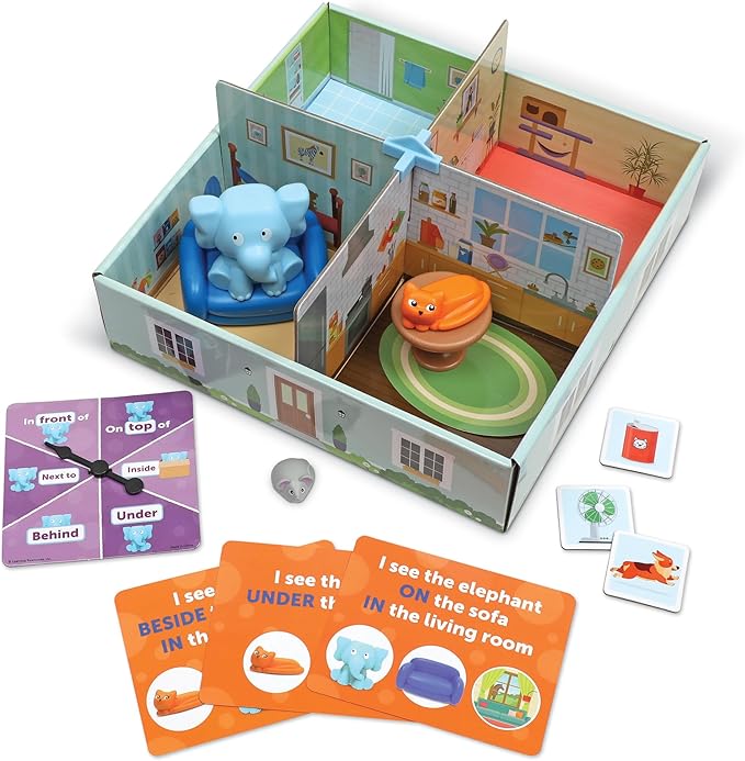Learning Resources Elephant in the Room Positional Word Activity Set - Toddler Board Games Language and Critical Thinking Skills Sentence Building Language Development Gifts for Boys and Girls