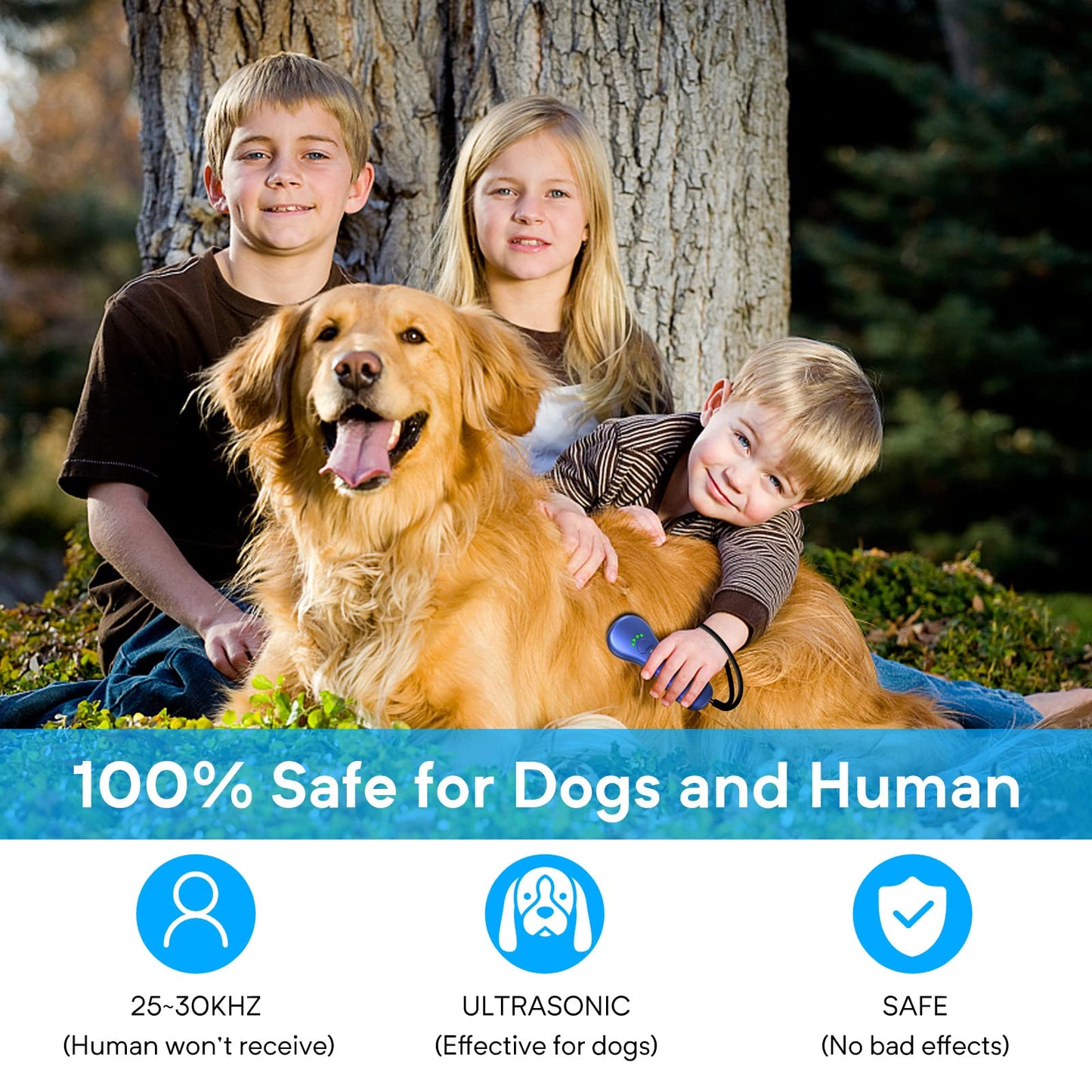 Ahwhg New Anti Barking Device,Dog Barking Control Devices,Rechargeable Ultrasonic Dog Bark Deterrent up to 16.4 Ft Effective Control Range Safe for Human & Dogs Portable Indoor & Outdoor(Blue)