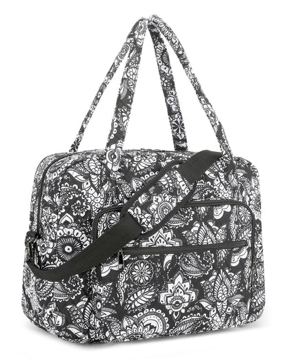 Searock Quilted Travel Duffle Bag, Weekender Overnight Bags for Women Travel, Carry On Duffel Bags for Airplanes Black