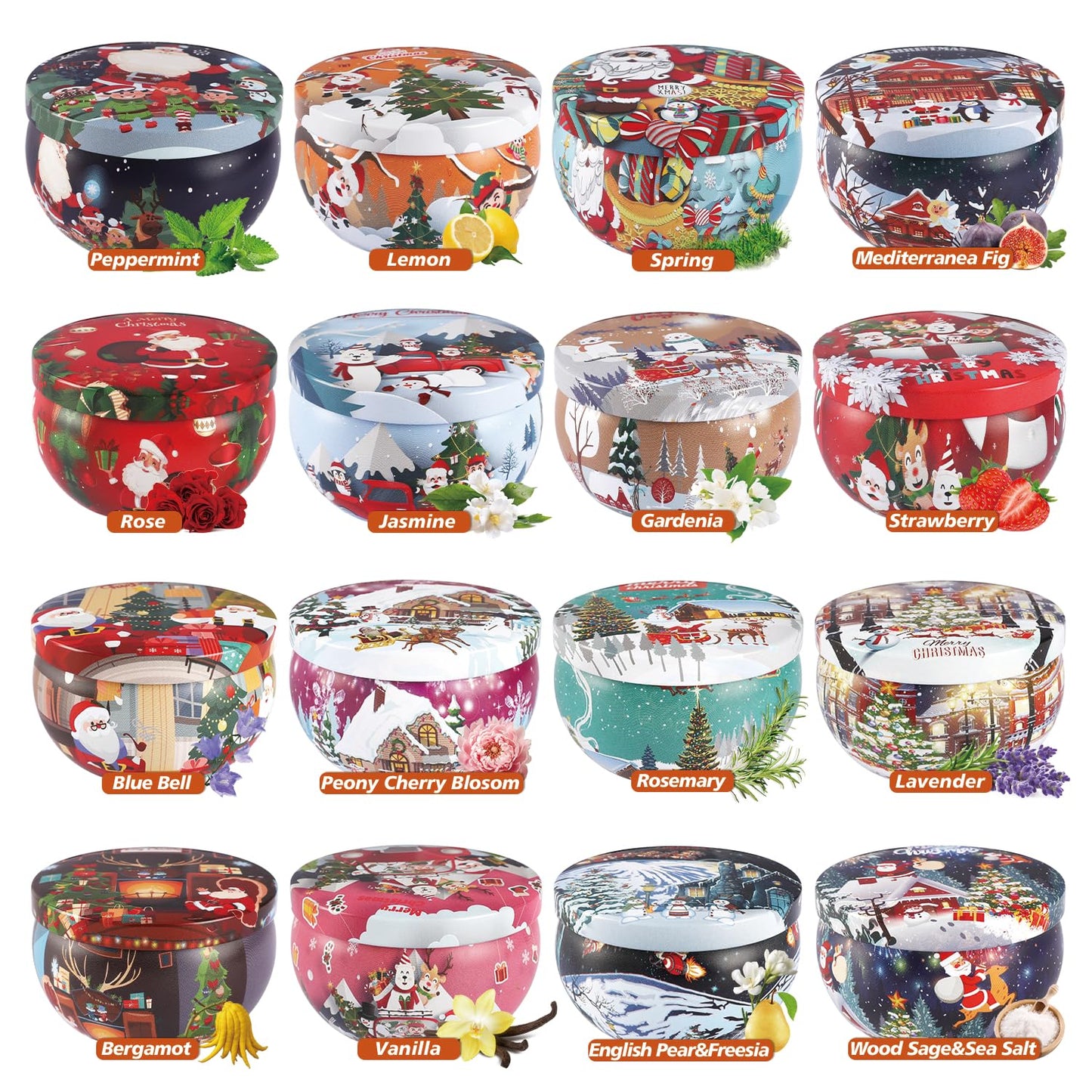 16Pack Christmas Scented Candles Gift- Aromatherapy Candle-Soy Wax-Long Lasting Burn time, Christmas Thanksgiving Gifts for Women，Advent &Home Decor.