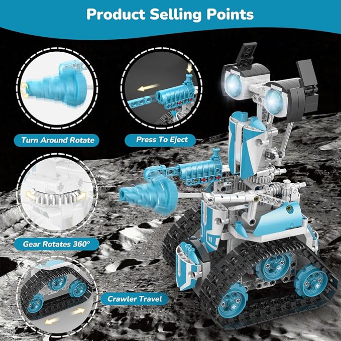 Robot Building Kit with APP/Remote Control STEM Gifts for Boys Age 6-16Technic Coding Robotic Toys for Kids Birthday Buildable 5in1 Models with 720 Pieces