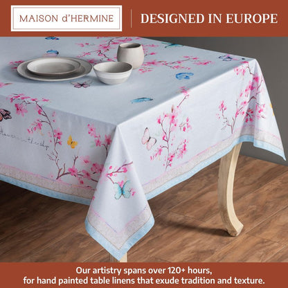 Maison d' Hermine Table Cloth Rectangle Table 100% Cotton 60 x 108 Inches Tablecloth Reusable Decorative for Dining Kitchen Room Farmhouse Home Gifts for Mothers day Spring Summer - Blossoms in Spring