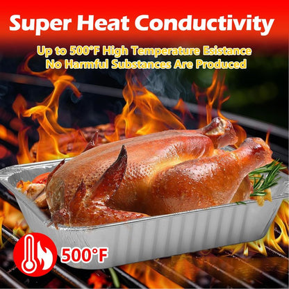 MAXTBEE 9x13 Aluminum Foil Pans, 10 Pack Disposable Trays Half Size Heavy Duty Tin Pans Deep Food Containers For Cooking, Meal Prep, Baking, Roasting, Chafing, Heating or Steam Table