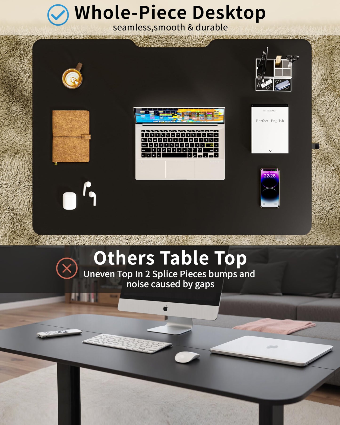 Okin Small Electric Standing Desk, 36 x 24 Inches Whole Piece Height Adjustable Desk, Black Sit to Stand Desks Computer Workstation with Wheels for Home Office