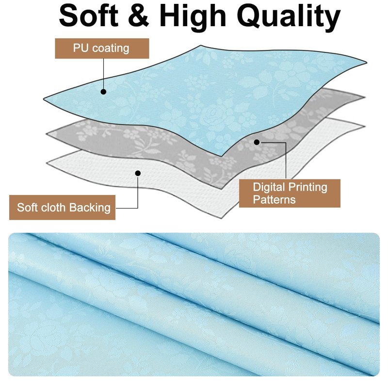 Smiry Rectangle Table Cloth, Waterproof Heavy Duty Vinyl Tablecloths, Wipeable Washable Table Cover for Kitchen and Dining Room (Light Blue, 60" X 102")