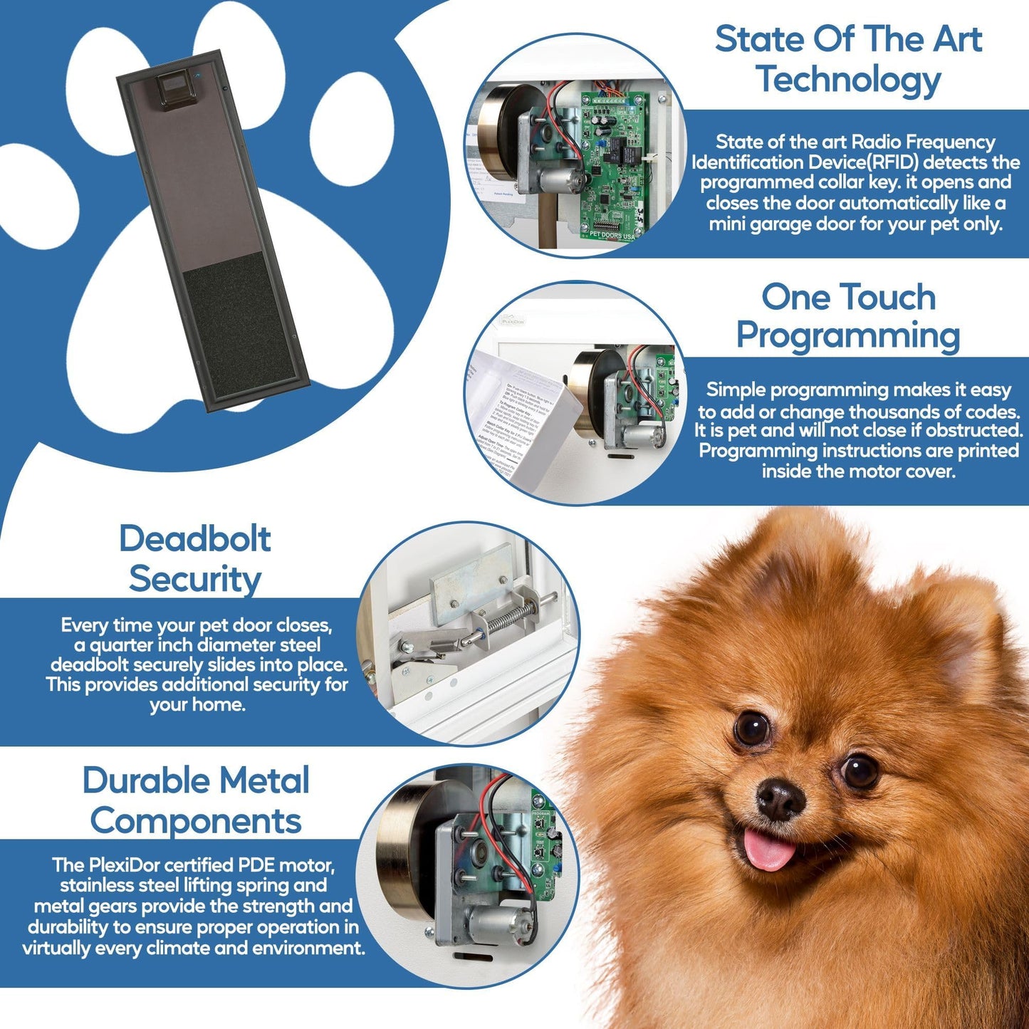 PlexiDor Performance Pet Doors Electronic Dog Door Large Bronze Door Mount