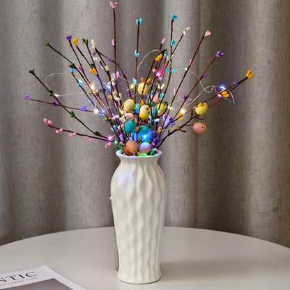 Easter Egg Branches Berries Artificial Spray Vine Centerpiece Decorations Pastel Eggs Spring Floral Stems Speckled Twig Branches Floral Arrangement Wreath Easter Picks Flower Arrangements