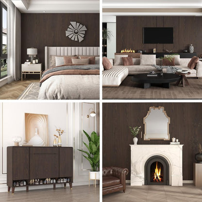 BAYYA Dark Brown Wood Grain Contact Paper Waterproof Peel and Stick Wallpaper Black Walnut Furniture Sticker for Kitchen Cabinet Table Floor Shelf Drawer Liner Self-Adhesive Vinyl Film Wall Covering
