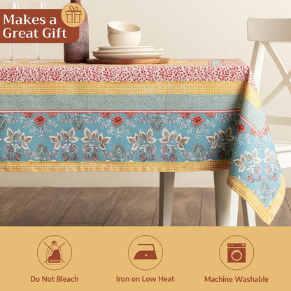 Maison d' Hermine Table Cloth Rectangle Table 100% Cotton 60 x 90 Inches Tablecloth Reusable Decorative for Dining Kitchen Room Farmhouse Home Gifts for Mothers Day Spring Summer - Marquise