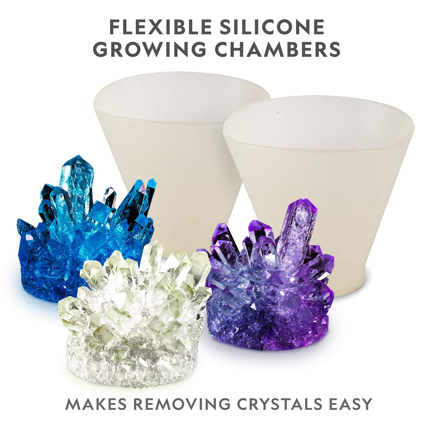 National Geographic Mega Crystal Growing Kit - Grow 6 Crystals with Light-Up Stand, Science Gifts for Kids 8-12