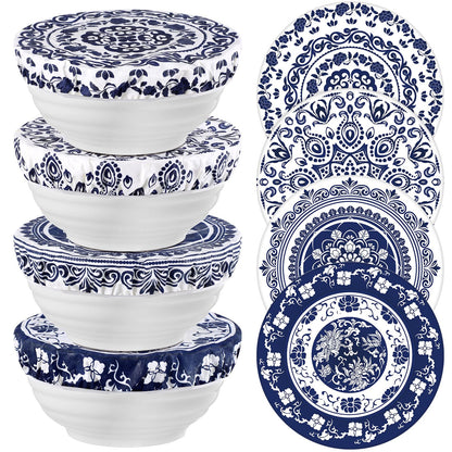 Hahafelt 4 Pcs Beeswax Bowl Covers Reusable Bowl Covers for Bread Proofing 10 Inch Elastic Cotton Cloth Sourdough Caps Stretchy Food Caps Leakproof Fresh for Dough Proofing and Food Storage(Retro)