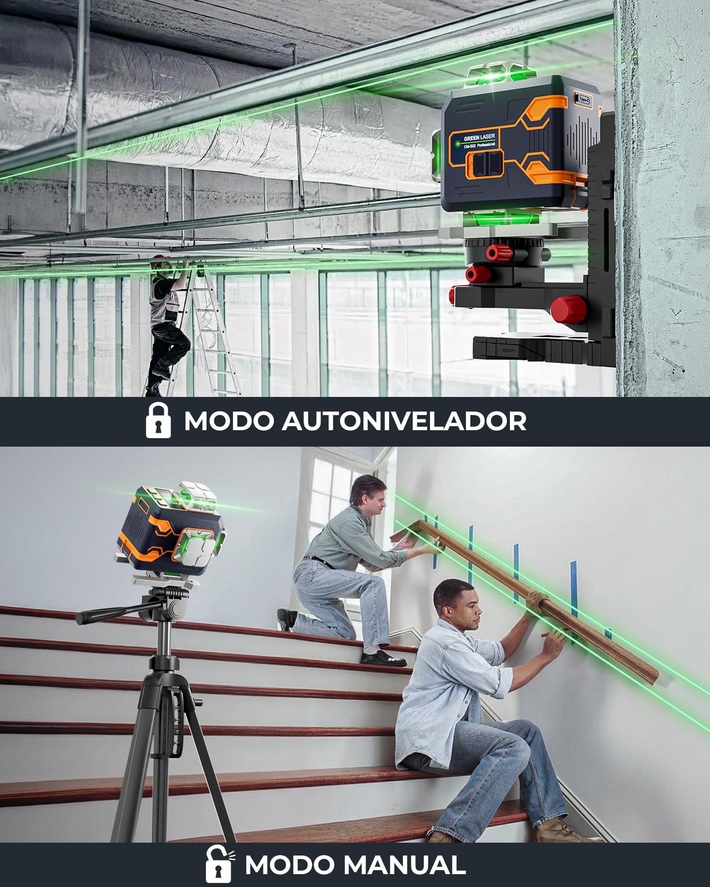 CIGMAN 4x360° 16 Lines Laser Level with Remote&APP Control, Green Self Leveling Cross Line Laser, 4D Vertical/Horizontal Line for Construction, Home Renovation, Picture Hanging