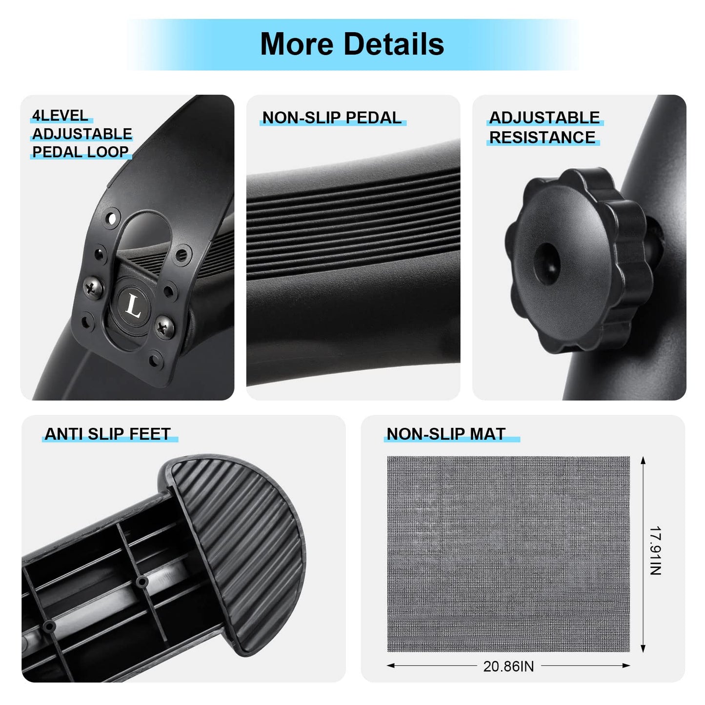 Uten Mini Exercise Bike, Under Desk Bike Pedal Exerciser, Under Desk Bike, Arm & Leg Peddler Machine with LCD Screen Displays, Portable Cycle (Cool Black)
