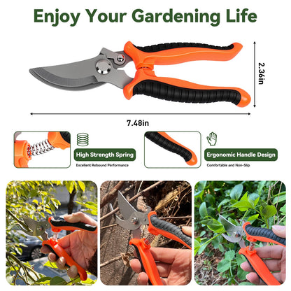 Garden Hoe & Weed Puller Tool with Long Handle, 60 Inch,Manual Weed Remover Tool, 3-in-1 Weed Rake & Grabber & Pruning Shears, Dandelion Gardenia Heavy Duty Uprooting Tool for Yard, Lawn and Garden