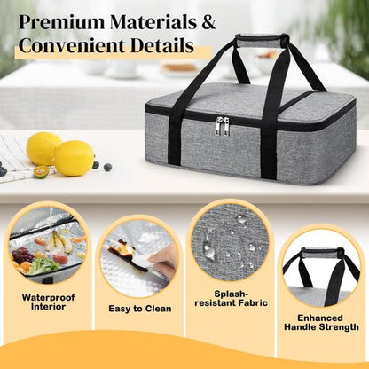 Coobiiya Insulated Casserole Carrier - Thermal Tote Bag Keeps Food Hot or Cold | Fits 9" x 13" Baking Dish