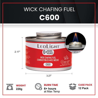 12 Pack Chafing Fuel 6 Hour Burn – Odorless, Smokeless & Spill-Proof Wick, 7.8oz Food Warmer Fuel for Chafing Dish Sets, Catering Events, Buffets, Parties & Weddings, LeoLight Cans