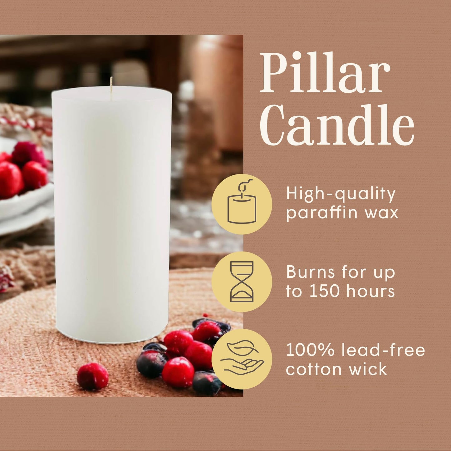 Mister Candle Citronella Candle, Ideal for Indoor & Outdoor Use, 4x8 Tall Pillar Candle, Hand Poured, Premium Wax & Dripless, Made in USA, 150 Hour Burn Time