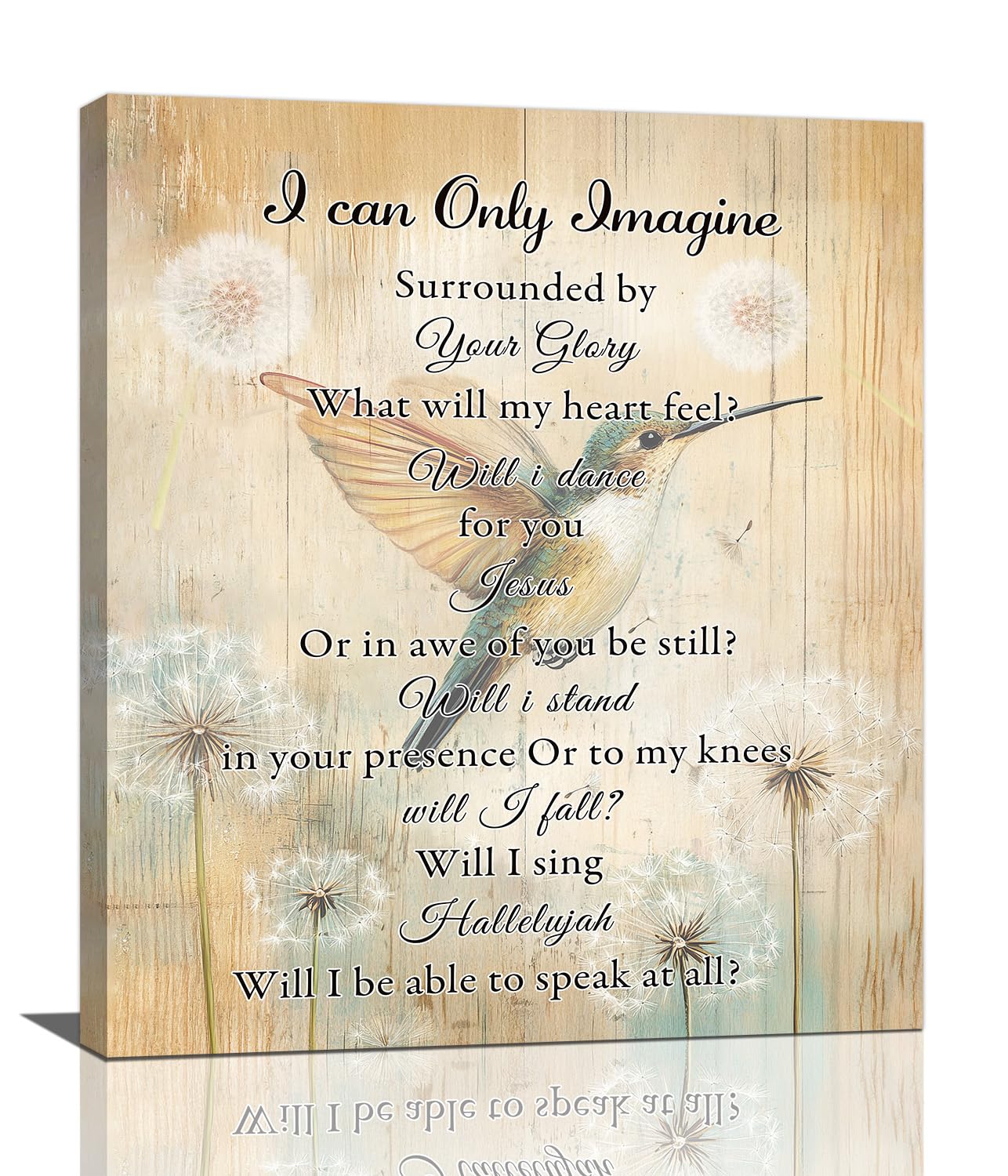 Hummingbird Wall Art, Farmhouse Christian Pictures Wall Decor, Bird Dandelion Canvas Prints, I Can Only Imagine Painting, Framed Artwork for Bedroom Living Room Kitchen Bathroom Dining Room Office 24"x 20"