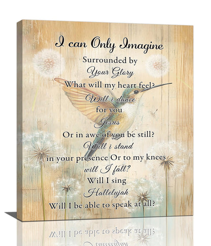 Hummingbird Wall Art, Farmhouse Christian Pictures Wall Decor, Bird Dandelion Canvas Prints, I Can Only Imagine Painting, Framed Artwork for Bedroom Living Room Kitchen Bathroom Dining Room Office 24"x 20"